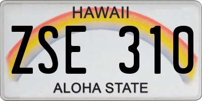 HI license plate ZSE310