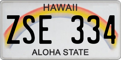 HI license plate ZSE334