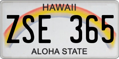 HI license plate ZSE365