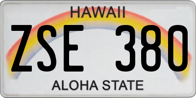 HI license plate ZSE380