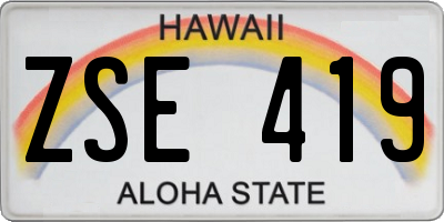 HI license plate ZSE419