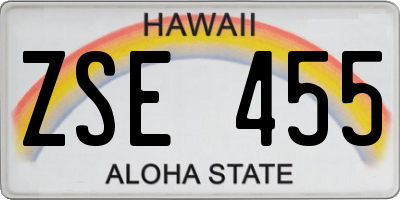 HI license plate ZSE455