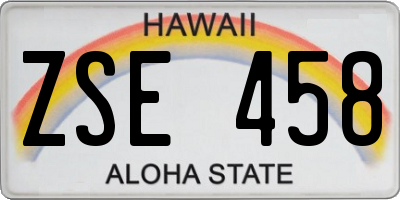 HI license plate ZSE458