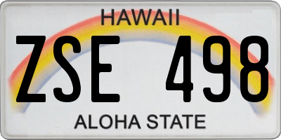 HI license plate ZSE498