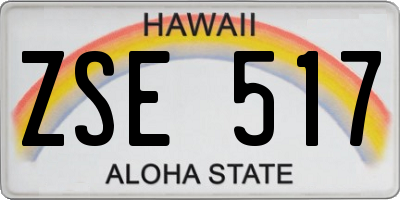 HI license plate ZSE517