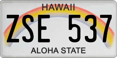 HI license plate ZSE537