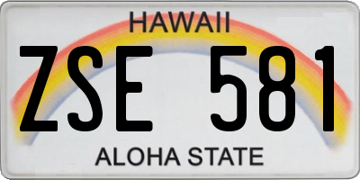 HI license plate ZSE581
