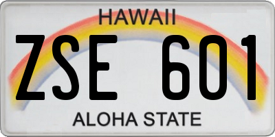 HI license plate ZSE601