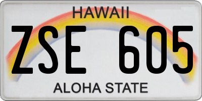 HI license plate ZSE605