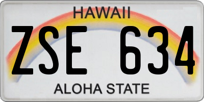 HI license plate ZSE634