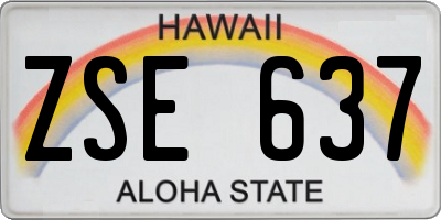 HI license plate ZSE637