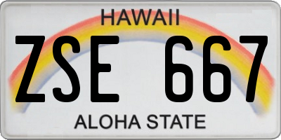 HI license plate ZSE667