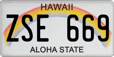 HI license plate ZSE669
