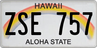 HI license plate ZSE757