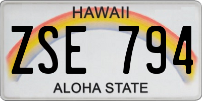 HI license plate ZSE794