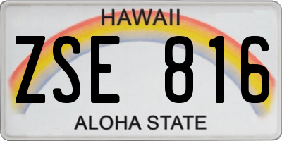 HI license plate ZSE816