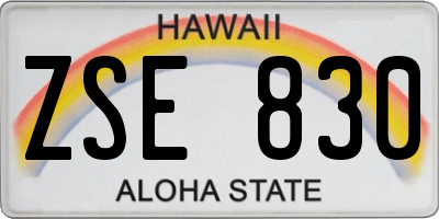 HI license plate ZSE830