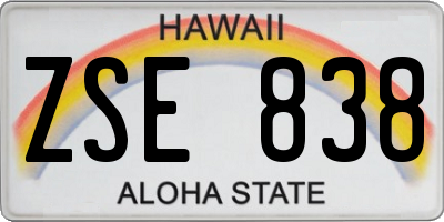 HI license plate ZSE838