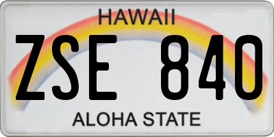 HI license plate ZSE840