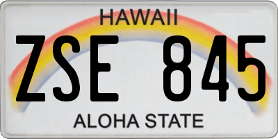 HI license plate ZSE845