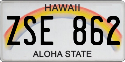 HI license plate ZSE862