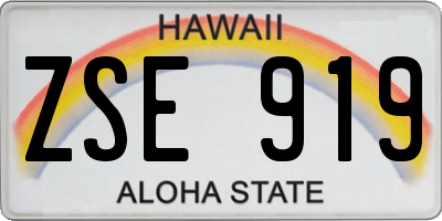 HI license plate ZSE919