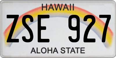 HI license plate ZSE927