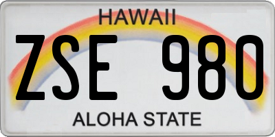 HI license plate ZSE980