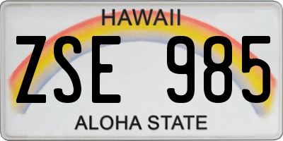 HI license plate ZSE985