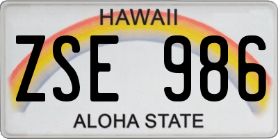 HI license plate ZSE986