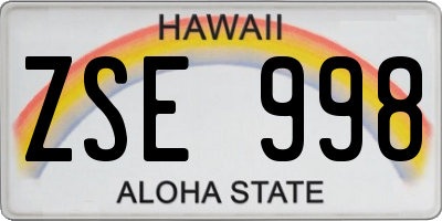 HI license plate ZSE998