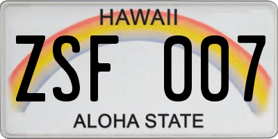 HI license plate ZSF007