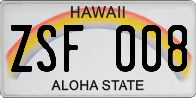 HI license plate ZSF008