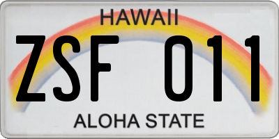 HI license plate ZSF011