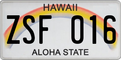 HI license plate ZSF016