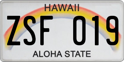 HI license plate ZSF019