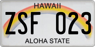 HI license plate ZSF023