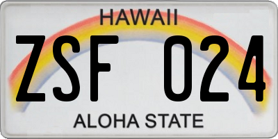 HI license plate ZSF024