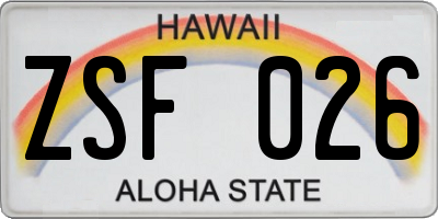 HI license plate ZSF026