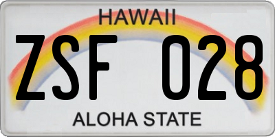 HI license plate ZSF028