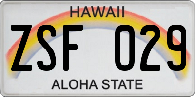 HI license plate ZSF029