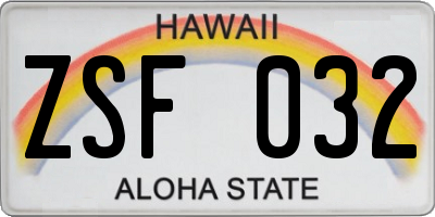 HI license plate ZSF032
