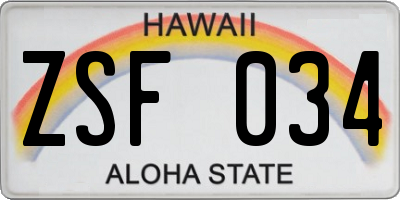 HI license plate ZSF034