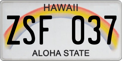 HI license plate ZSF037