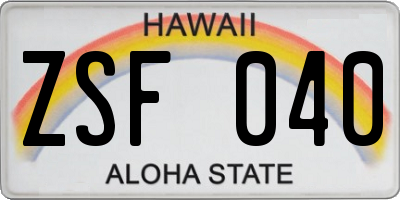 HI license plate ZSF040