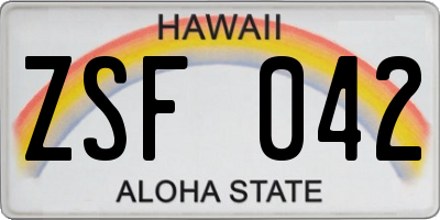 HI license plate ZSF042