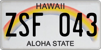 HI license plate ZSF043