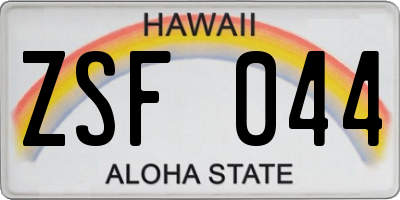 HI license plate ZSF044