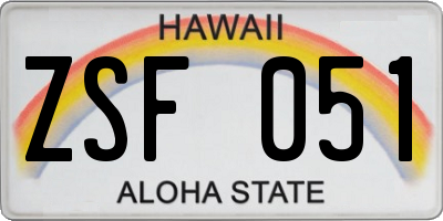 HI license plate ZSF051