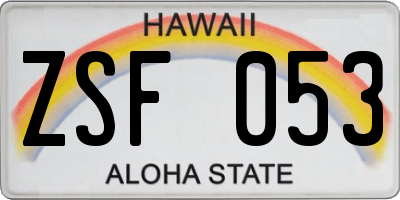 HI license plate ZSF053